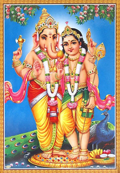 Lord Ganesha And Lord Kartikeya